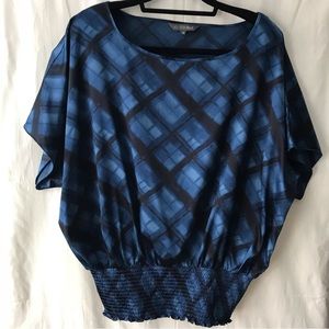 Addition Elle Plus Size Navy/Black Shirt, Shirred Waistband, Size 18